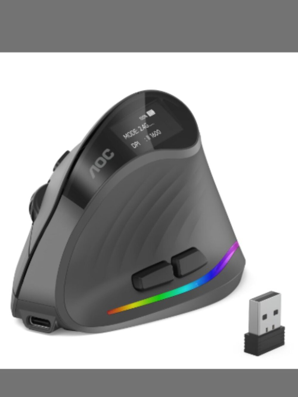 AOC 2.4GHz Ergonomic Mouse, Wireless Bluetooth Vertical Mouse for Work New